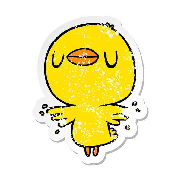 Distressed Sticker Cartoon Chick Flapping Wings — Stock Vector