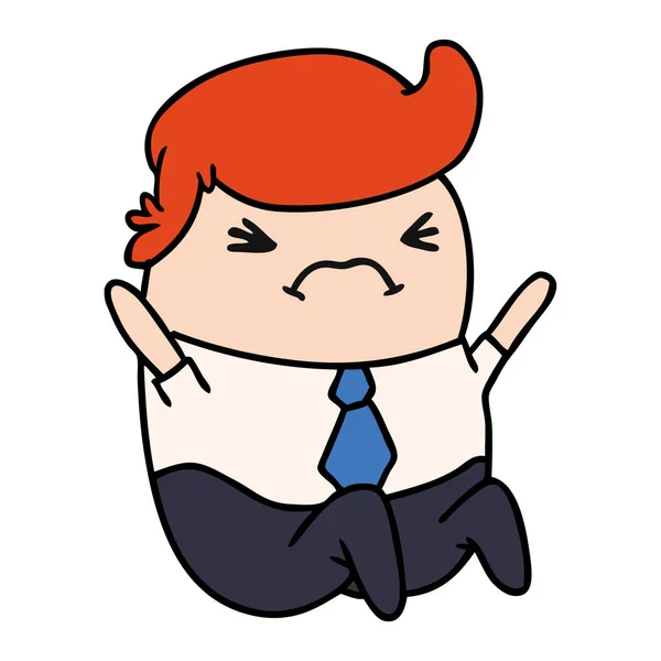 怒っている可愛いビジネスマンの漫画 — ストックベクタ