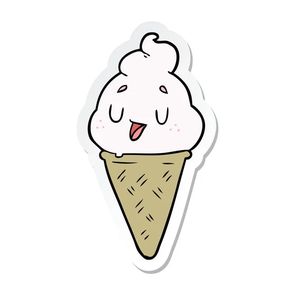 Sticker Cute Cartoon Ice Cream — Stock Vector