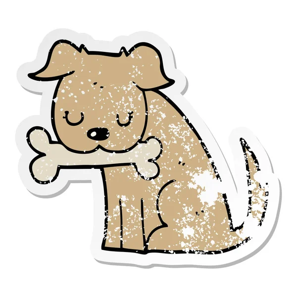 Distressed Sticker Cartoon Dog — Stock Vector