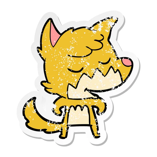 Aufkleber Eines Freundlichen Cartoon Fuchses — Stockvektor