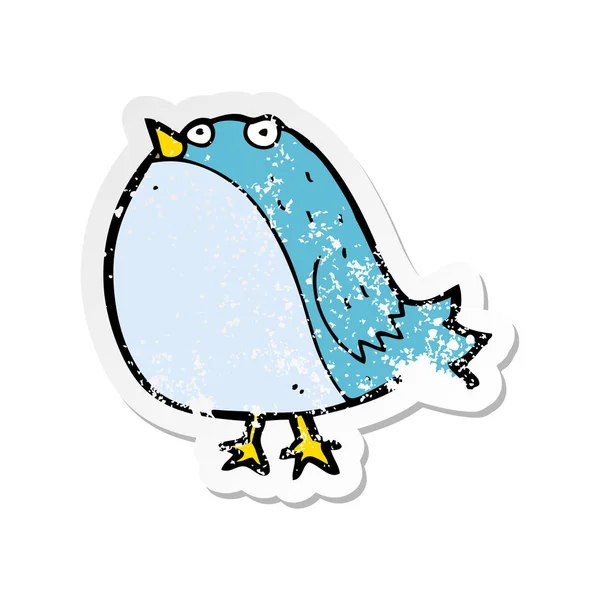 Pegatina Retro Angustiado Pájaro Gordo Dibujos Animados — Vector de stock