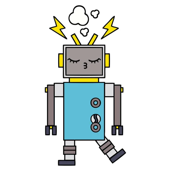 Söta Tecknade Dåligt Fungerande Robot — Stock vektor