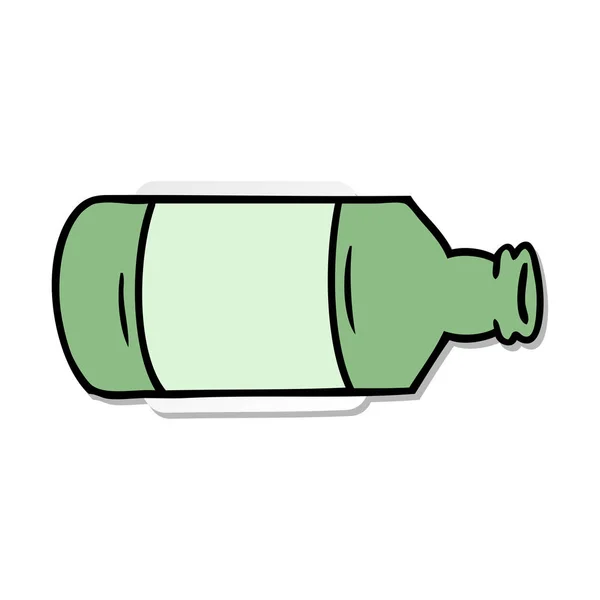 Handgezeichneter Aufkleber Cartoon Doodle Einer Alten Glasflasche — Stockvektor