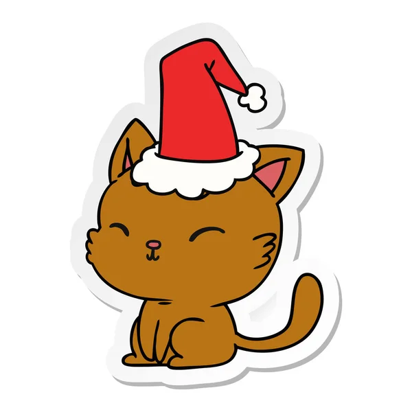 Karácsony matrica cartoon macska kawaii — Stock Vector
