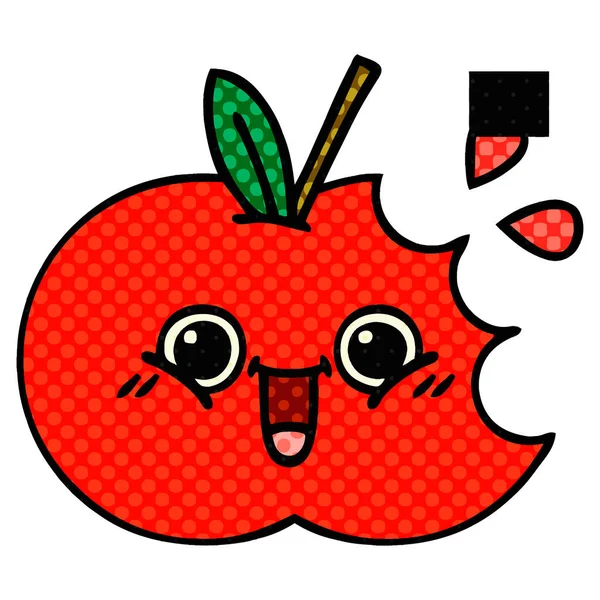 漫画书风格的卡通一个红色的苹果 — 图库矢量图片