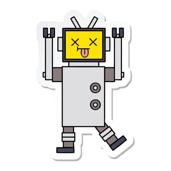 Nálepkou Roztomilý Kreslený Robota — Stockový vektor