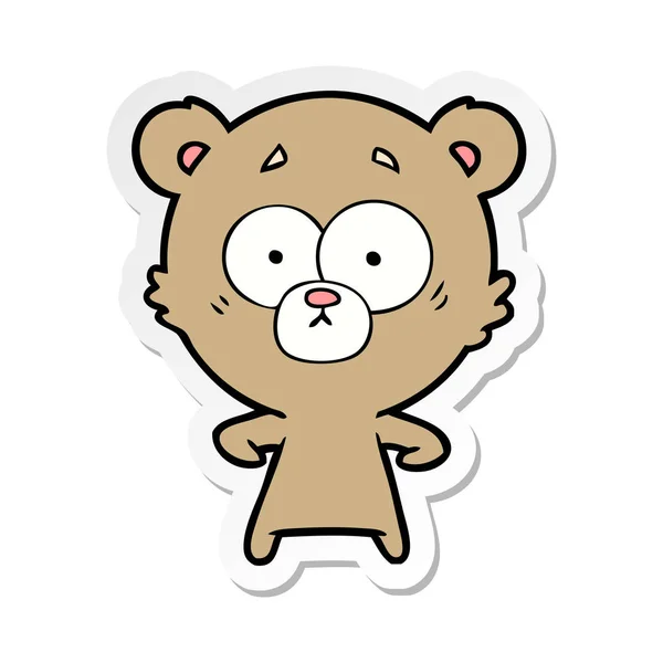 Distressed Sticker Cartoon Bear — Stock Vector