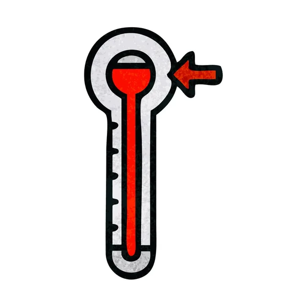 Retro Grunge Textur Cartoon heißes Thermometer — Stockvektor