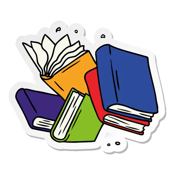 Sticker cartoon doodle of a collection of books — Stock Vector