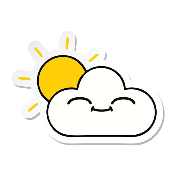 Sticker Een Leuke Cartoon Zon Wolk — Stockvector