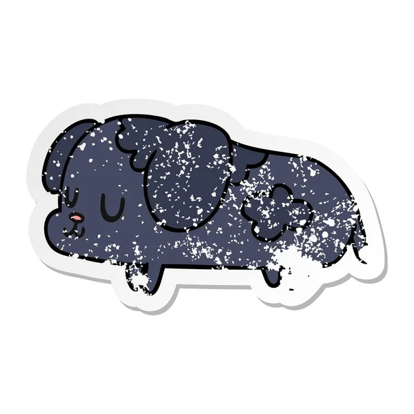 Verontruste Sticker Cartoon Afbeelding Kawaii Van Een Schattige Hond — Stockvector