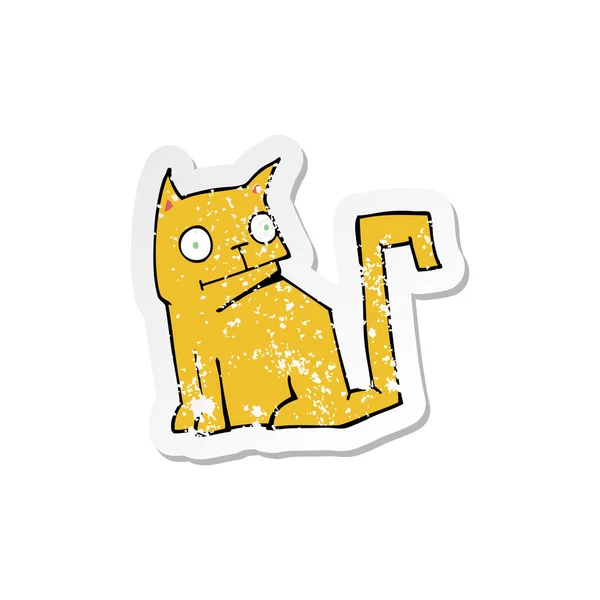 Retro Noodlijdende Sticker Van Een Cartoon Kat — Stockvector