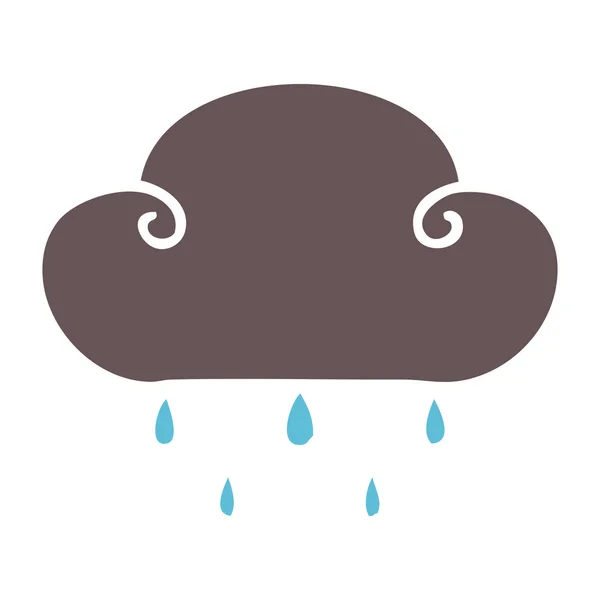 Ręcznie Rysowane Ekscentryczne Kreskówka Chmura Deszcz — Wektor stockowy