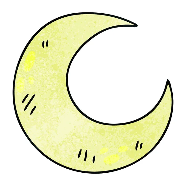 Hand Drawn Quirky Cartoon Crescent Moon — Stock Vector