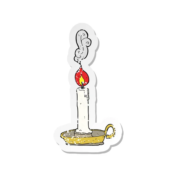 Retro Aufkleber Einer Brennenden Kerze — Stockvektor