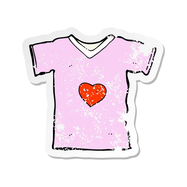 Pegatina Retro Angustiado Una Camiseta Dibujos Animados Con Corazón Amor — Archivo Imágenes Vectoriales