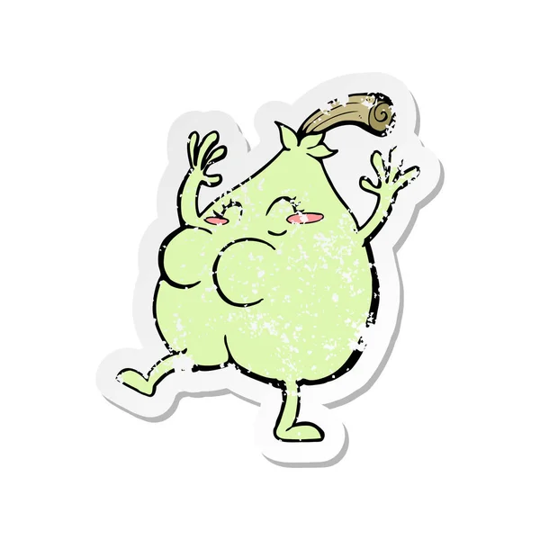 Retro Distressed Sticker Nice Pear Cartoon — Stock Vector