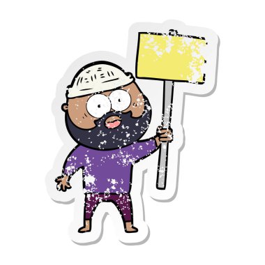 bir karikatür sıkıntılı etiket tabelasını adamla sakallı