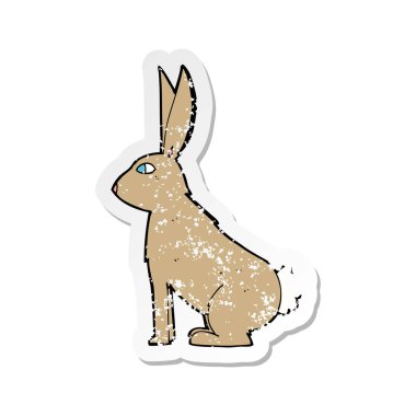 bir karikatür tavşan Retro sıkıntılı etiket