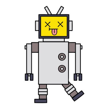 sevimli çizgi bir robot