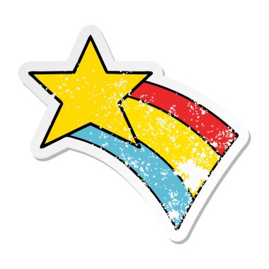 Gökkuşağı yıldız çekim bir sevimli çizgi sıkıntılı etiket