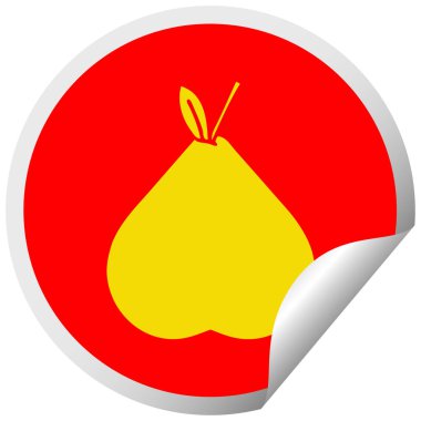 dairesel peeling etiket karikatür yeşil armut