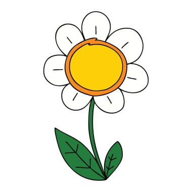 ilginç el çizilmiş karikatür papatya