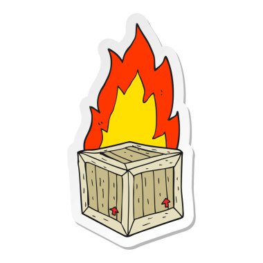 etiket sandık yanan bir karikatür