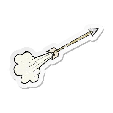 Retro etiket oku uçan bir karikatür sıkıntılı