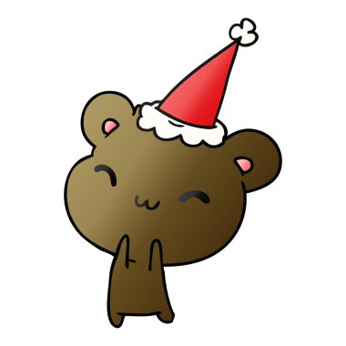 kawaii ayının elle çizilmiş Noel degrade çizgi film