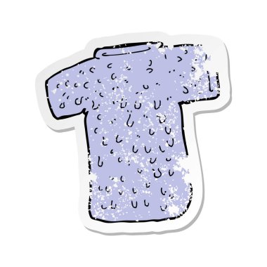 bir çizgi film yünlü tee Retro sıkıntılı etiket