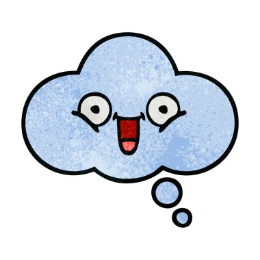 Retro grunge doku karikatür bir düşünce balonu