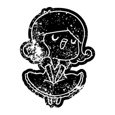 Grunge simgesi bir şirin şarkı kawaii kızın sıkıntılı