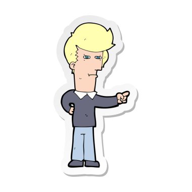 etiket işaret eden bir çizgi film adamın