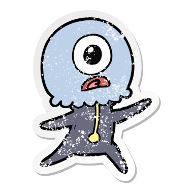 bir çizgi film Tepegöz uzaylı uzaylı sıkıntılı etiket