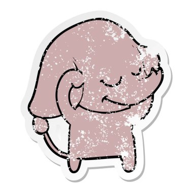 sıkıntılı etiket fil gülümseyen bir karikatür