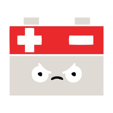 düz renk retro karikatür akü