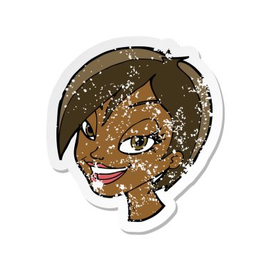 bir çizgi film oldukça kadın yüzü Retro sıkıntılı etiket