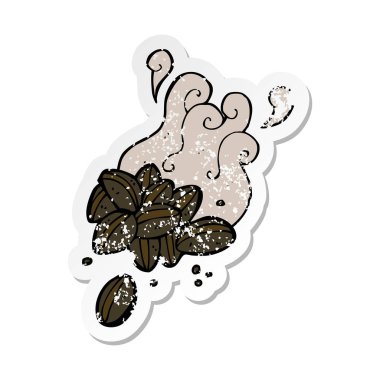 bir çizgi film kahve çekirdekleri Retro sıkıntılı etiket