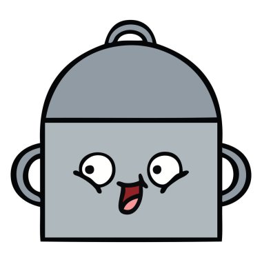 bir tencereye sevimli çizgi