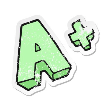 bir çizgi film A sınıf sembol Retro sıkıntılı etiket