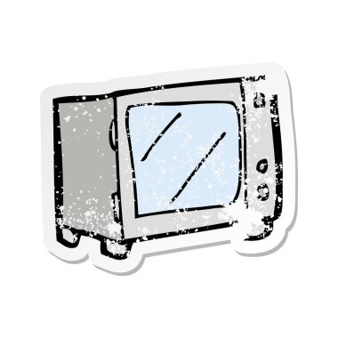 bir çizgi film mikrodalga Retro sıkıntılı etiket