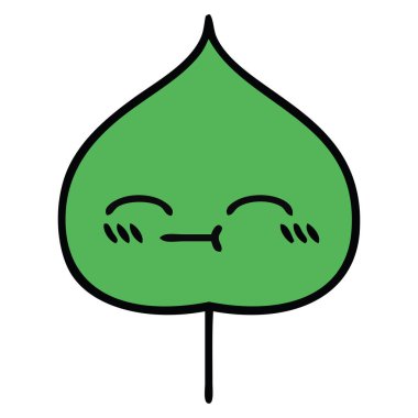 sevimli çizgi ekspresiyon yaprak