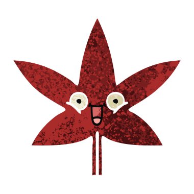 Retro illüstrasyon stil karikatür bir sonbahar yaprak