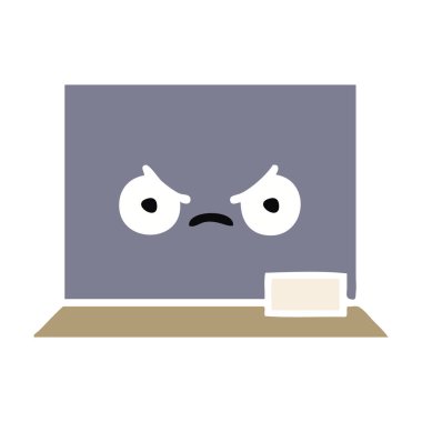 bir kara tahta düz renk retro karikatür