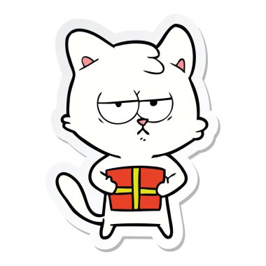 etiket bir sıkılmış karikatür kedi