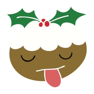 ilginç karikatür Noel pudingi el çekilmiş