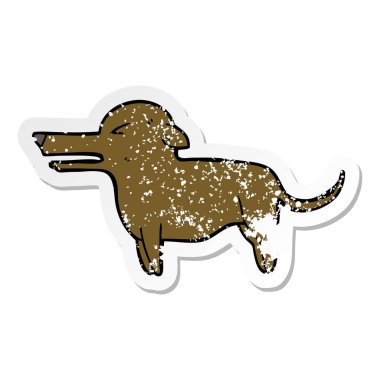 sıkıntılı etiket bir karikatür köpek