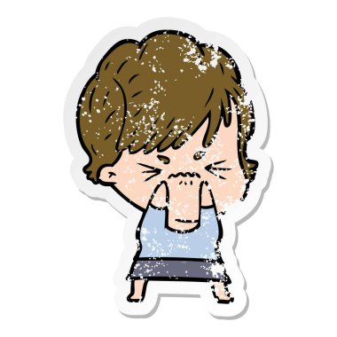 bir çizgi film sinirli kadın sıkıntılı etiket